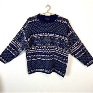 Wool Sweater Dad Grandpa Ski Vintage Heather and Tweed Fair Isle Outdoorsy